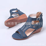 2025 Spring And Summer New Shoes Large-Size Women's Shoes Coarse Heel Heel Shoes Hollow Fish Mouth Sandals Women HZ0115