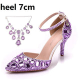Large-Size Tuxedo Diamond Wedding Shoes 9 Fine Heel Pointed Sandals Luxury Water Drill Wedding Shoes P09BRBRW HZ0115
