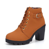 Martin Boots Women's Mid-Autumn 2025 Roundhead Coarse And Short Boots Size High Heel With Side Zipper Fashion HZ0115