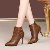Fine And Fashion Boots Women's Ultra-High And Short Boots 2025 New Pointed Linge Leather Autumn And Winter Thin Velvet Women's Boots HZ0115