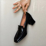 Coarse Heel High-Heeled Women's Autumn 2025 New Black British Wind Happy Shoes Temperament Square Single Shoes HZ0115