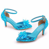 7 Cm Large-Size Sandals Fine Heel Head Crystal Glass High Heel Sandals Champagne Gold Banquet Dinner Women's Shoes HZ0115