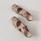 French Bag Head Half Slippers Women 2025 New Summer Square Ballet Cross-Band Heel Outer Sandals HZ0115