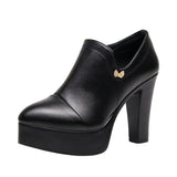 Sharp-Headed Coarse Waterproof Table Deep Mouth Single Shoes Women's Spring And Autumn Dress Work Shoes Side Zipper Fashion Singles High Heels HZ0115