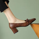 French Retro High Heel Single Shoe Women 2025 Spring And Autumn New One-Legged Bow Bow Coarse Heel High Heels Women HZ0115