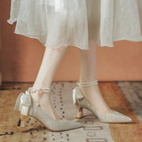 Beautiful Engagement Shoes Bridal Shoes Show Wedding Dress Wears Two Coarse And Cheongsam Bridesmaids Wedding High Heels Women Can Wear Daily HZ0115
