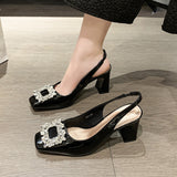 In The Summer Of 2025, The New Fashion Water Drill Side-Buckled High-Heeled Women's Bag Sandals Coarse Heeled Women's Sandals HZ0115