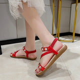 Roman Sandals Women's Summer 2025 New Bohemian National Wind Weaving Flower Size Flat Sandals HZ0115