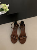 French Niche Design Feeling Low-Heeled Sandals Women 2025 Summer New Leopard Toe With Roman Shoes HZ0115
