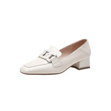 Small Leather Shoes Female British Wind 2025 Spring And Autumn New Coarse Heel Single Shoes One Foot Pedalle Shoes Women's Heel HZ0115