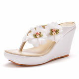 Large Size Flower Slope Sandals Beach Flip-Flops Flower Women Sandals Wish HZ0115