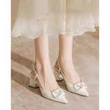 Pearl Mary Jane Single Shoe Woman 2025 New Coarse Heel Head Buckle French High Heels In The Heel Patent Leather HZ0115