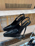 High-Heeled Women 2025 Summer New Hollow Black Pointed Temperament Small Gold And Patent Leather Skin Thin Heel Sandals HZ0115