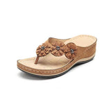 Summer New Beach Sandals Line Thick Bottom Slope And Jacket Slippers Fashion Flower Decoration Slippers HZ0115