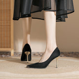 French Single-Shoe Black Tip High-Heeled Women's Fine Heel New Temperament Professional Business Commuter Women's Shoes HZ0115