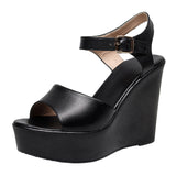 Head Layer Of Cow Skin Summer New Thick-Bottomed Beach 11CM Slopes And Women's Sandals High Heel Waterproof Table Comfortable Pine Pastry Fish Mouth Shoes HZ0115
