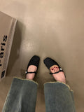 Flat Bottom Bao Head Half Slippers Women's Shoes Wear 2025 Spring And Summer French Mary Jane Half-Shoe Breathable Comfortable HZ0115