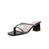 Summer New Women's Style Coarse And Slippers Korean Version Of Simple Fashion Transparent Cool Slippers Outside Wearing The Front Half Slippers High HZ0115