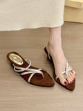 Old Morning Feeling Two Wear!Retro Velvet Face Tip Chuckle One Word With Slopes And Sandals Women Summer Dew Toe Cool Drag HZ0115
