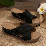 2025 Summer New Women's Slope And Thick-Soled Slippers Large-Size Fish Mouth Leisure Thick-Soled Beach Shoes HZ0115
