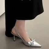 French Kitten Heeled Shoes Baotou Sandals Fairy Shoes 2025 New Spring And Summer Bow Tip Single Shoes HZ0115