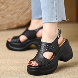 2025 Summer New Roman Hollow Anti-Slip Wear-Resistant Women's Shoes Soft And Comfortable Out Fashion With Mother Shoes HZ0115