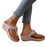 2025 Summer Women's Thick Bottom Slippers Large-Size Clip Toe Slope And Thick Bottom Slippers Round Head Wearing Slippers HZ0115