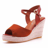 Ebay Fashion Mary Treasure Fish Mouth Slope Sandals Round Head Waterproof Table Rope Heel Sandals Woman HZ0115