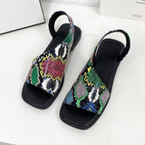 Leopard Sandals Women 2025 Summer New Large-Size Fish Mouth Side Empty Fashion Thick Heel Low-Heeled Sandals Tide HZ0115