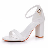 7 Cm Thick Heel With Sandals Female Fish Mouth Exposed Toe Square Sandals Pure White Wedding Sandals HZ0115