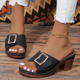 Fish Mouth Slippers Women 2025 Summer New Size Coarse And Fang Buckle Type High Heel Slippers HZ0115