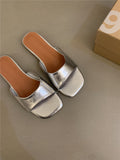 Korean Version Of Flat-Bottomed Silver Cool Slippers Women's Summer Wear Beach Slippers French Women's Shoes HZ0115