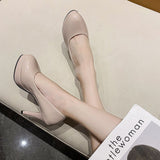New Night Scene Ultra-High Heel Patent Skin Hates High-Skinned High-Mouth Round-Headed Single Shoes Dress Professional Waterproof Table High Heels HZ0115