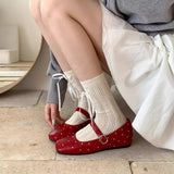 Inner Height Of Retro Full Star Rivet Ballet Single-Shoe Women 2025 Spring And Autumn Buckle With Shallow Mary Treasure Shoes HZ0115
