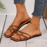 French Small Cool Slippers Women Wear 2025 Summer New Beach Slippers Seaside Flat Bottom Drag Large Code HZ0115
