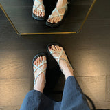 Cross-Buckled-Banded Toe Sandals Women In The Summer Of 2025 Wear A Small Holiday Wind Thick Cool Slippers HZ0115