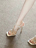 French Tie High Heels Women 2025 Summer New White Water Drill With Summer Fine Heel Roman Sandals HZ0115