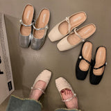 Flat Bottom Bao Head Half Slippers Women's Shoes Wear 2025 Spring And Summer French Mary Jane Half-Shoe Breathable Comfortable HZ0115