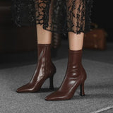 Net Red Thin Boots Pointed Short Boots Children 2025 Autumn Socks Boots In Tide Fine Heel High Heels Elastic Boots HZ0115