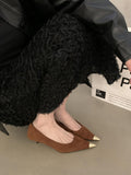 Spring 2025 New Retro Leopard-Print Metal Shallow Mouth Single Shoes French Temperament Velvet Head Tip Fine Heel High Heels HZ0115