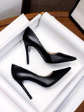 Spring 2025 New Pointed High-Heeled Women's Fine Heel Sexy Professional Black Work Shoes Shallow Single Shoes HZ0115