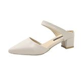 2025 Korean Version Of The Bag Head With Cold Slippers Women Sharp-Tip Word Thick Half-Slipper With Sandals High Heels HZ0115