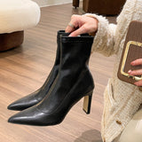 Anaokbos/ Shoreside Gentle High-Sense High-Skinned High-Legged Boots Girl Soft Skin Skin Skin Short Boots Women Spring And Autumn Boots HZ0115