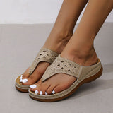 2025 Large-Size Drill Toes Outside Wearing Beach Sandals Flat-Bottomed Loose Cake Bottom Slippers Women HZ0115