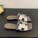 Slippers Women Wear Summer New Korean Cool Drag Soft Flat Bottom One-Word Drag Seaside Beach Shoes HZ0115