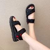 Korean Version Of Sandals Women 2025 New Flat-Soled Soft-Soled Beach Sandals Magic Sandals Women's Sports Shoes HZ0115
