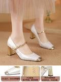New Chinese Style Mary Jane Single Shoes 2025 New Square Word With High Heel Women's Shoes Fashion Shoes HZ0115