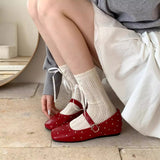 Inner Height Of Retro Full Star Rivet Ballet Single-Shoe Women 2025 Spring And Autumn Buckle With Shallow Mary Treasure Shoes HZ0115