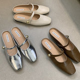 Fairy Wind Flat Bottom Bao Head Half Slippers Women Wear 2025 Spring New Pregnant Women Pedaling Small Fragrant Breeze Shoes Tide HZ0115