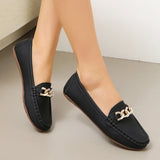 Spring And Autumn New Bean Shoes Women's Version Of The Round Head Low Metal Chain Casual Mother Singles Women For A Long Time HZ0115